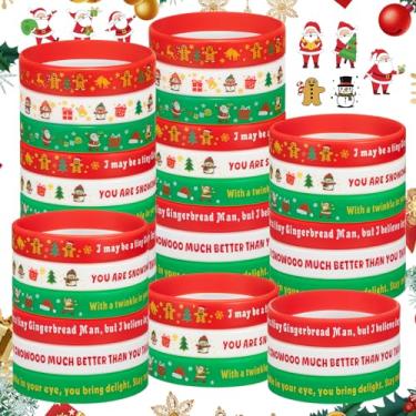 Imagem de Soulchen 48 peças de pulseiras de silicone inspiradoras de Natal, lembrancinhas de festa de Natal com citações motivacionais, Papai Noel, homem de gengibre e bonecos de neve, presentes e enchimentos