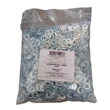 Imagem de Arruela lisa M6 zincado branco New-Fix Din 125 Pacote 1kg