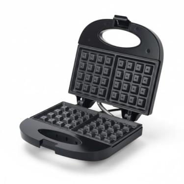 Imagem de Máquina de Waffle e Grill 2 em 1 - Fazedora de Waffle Liège Antiaderente, 750W, 220V, Chapa Dupla Fixa Preta