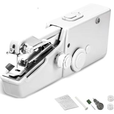 Imagem de Mini Máquina de Costura Portátil a Pilha – Compacta, Leve e Prática | Costura Reta para Reparos em Roupas, Jeans, Couro e Tecidos até 18mm | Ideal para Viagens e Uso Doméstico