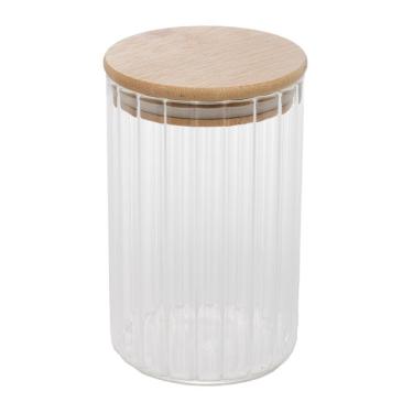 Imagem de Pote Porta Mantimentos Vidro Transparente Com Tampa De Bambu 510ml 9x15cm Wolff