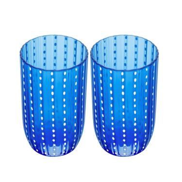 Imagem de Jogo 2 Copo Alto De Acrílico Orquídea Azul Para água Suco 450ml Wolff