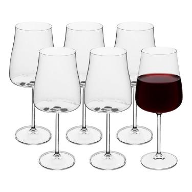 Imagem de Jogo 6 Taça De Vinho Tinto Cristal Ecológico Titânio Transparente Alex 600ml Wolff