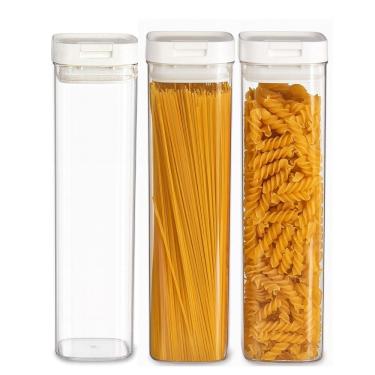 Imagem de Kit 3 Pote Hermético Com Tampa Acrílico Para Alimentos Grãos Cereais Preserve 1700ml 30cm Mek