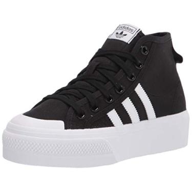 Imagem de adidas Originals Tênis masculino Nizza Platform Mid, Preto/branco/branco, 8