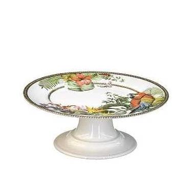 Imagem de Prato Fruteira de porcelana com pé para decoraçao mesa, jantar e café (TROPICOS)