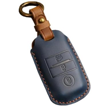 Imagem de Capa de couro genuíno para chave remota de carro compatível com KIA K5/Rio/Cerato 3/Sorento XM FL/Optima/KX K4/Rio GT Line 2021 Proteção de chaveiro(Blue)