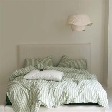 Imagem de Conjunto de Cama Simples com Listras Pretas, Capa de Edredom Solteiro, Casal, Queen e King, Lençol e Fronha, Tamanho Queen (4 peças)