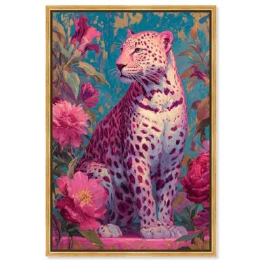 Imagem de Decoração de parede rosa com impressão em tela Amaranth Apex por Art Remedy, moldura dourada, 25 x 38 cm