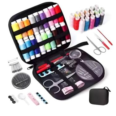 Imagem de Kit de costura de 86 peças com estojo portátil - conjunto completo de agulhas e fios com acessórios essenciais, incluindo tesoura, fita métrica e passador para iniciantes/adultos/crianças/casa/viagem