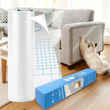 Imagem de Protetor de móveis antiarranhões para gatos, protetores de móveis autoadesivos transparentes para aplicar, dissuasão de arranhões e escudo para cantos de sofá, paredes e portas com pinos, fácil de