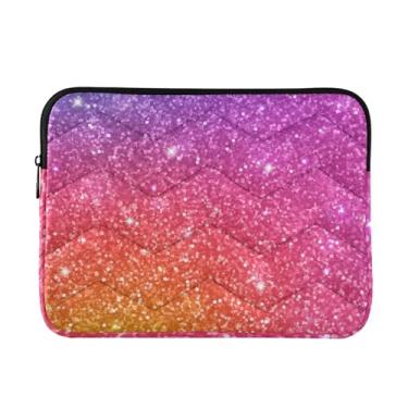Imagem de Bolsa para laptop fina e leve com purpurina rosa e roxa, capa de transporte durável para tablet para viagens de trabalho, bolsas de computador para laptops para mulheres, de 13 a 14 polegadas
