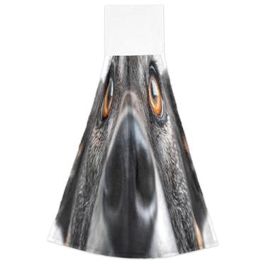 Imagem de Toalhas de mão de primavera com laço para pendurar cachorro engraçado filhote de cachorro preto conjunto de 2, decoração de cozinha moderna altamente absorvente, 18,2 x 14 polegadas