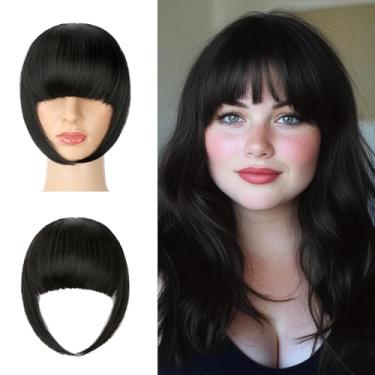 Imagem de Grampo de cabelo com franja falsa, 30 g de espessura, presilhas de cabelo para mulheres, franja com têmporas, extensões de cabelo curvadas, peruca de cortina preta natural