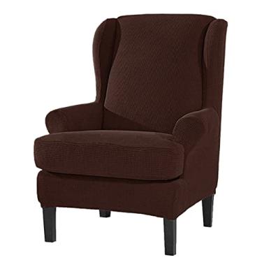 Imagem de 2 capas de cadeira para poltrona de sala de estar, poltrona, capa de sofá, com capas de almofada individuais, capa de móveis para cadeiras, café escuro