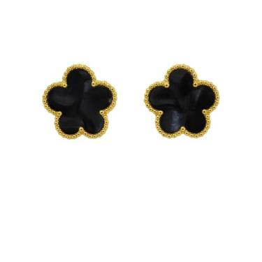 Imagem de Brincos femininos de trevo - brincos da sorte de aço inoxidável banhados a ouro 18 quilates - antimanchas - hipoalergênicos - à prova d'água, Medium, Aço inoxidável, Sem pedra preciosa