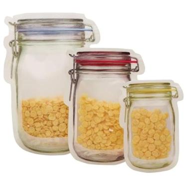 Imagem de Kit 3 Sacos Herméticos Reutilizáveis Tipo Pote – Vedação Total, Livre de BPA, Compacto e Colorido para Lanches, Castanhas e Mantimentos