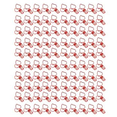 Imagem de Ainoli 100 pçs clipes de pasta bonito dos desenhos animados forma pêssego metal clipes de cauda longa clipes de pasta de conta de escritório grampos de papel (Vermelha)