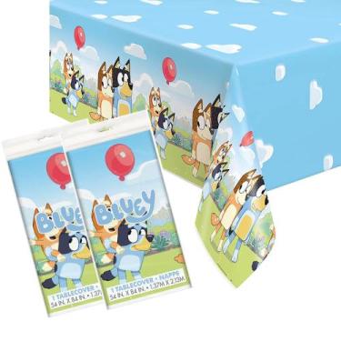 Imagem de Capas de mesa para decorações de aniversário Bluey, pacote com 2 unida