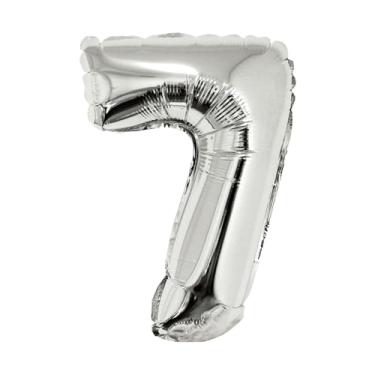 Imagem de BALAO METALIZADO C/CANUDO 16" PRATEADA NUMERO 7