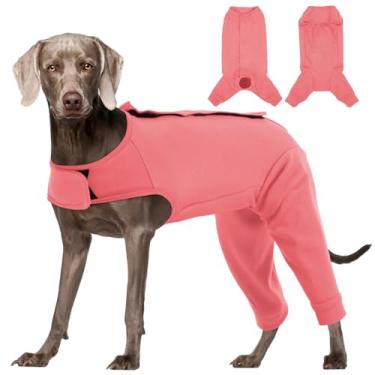 Imagem de Kuoser Traje de cirurgia para cães para pernas traseiras, manga de perna traseira de cachorro para parar de lamber, terno feminino de recuperação de esterilização para cães após a cirurgia, macacão