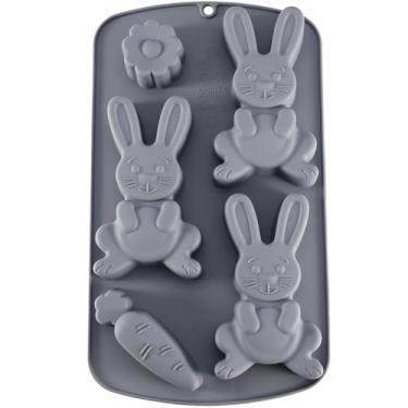 Imagem de Molde de silicone para doces de chocolate, coelhinho da Páscoa, forma de bolo para bolos de primavera, férias, brownies de chocolate, bombas de cacau, geleia, vela de resina