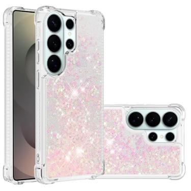 Imagem de SIYOPINPFY Capa para Samsung Galaxy S26 Ultra Glitter Cute Bling Liquid Quicksand Clear Soft TPU Girls Women Capa protetora à prova de choque à prova de choque para Samsung Galaxy S26 Ultra Pink YB
