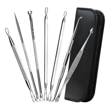 Imagem de 3 Kits com 7 Curetas Extrator Removedor De Cravos E Espinhas Inox + Es