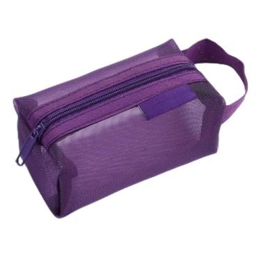 Imagem de Bolsa de armazenamento de papelaria moderna, adequada para organizar materiais escolares para a temporada de volta às aulas., Roxa