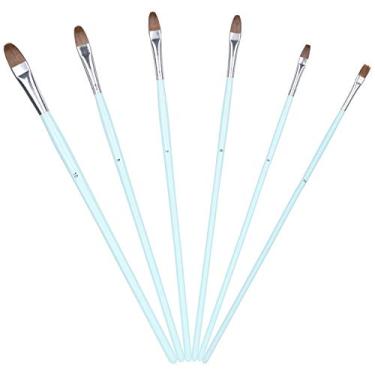 Imagem de Conjunto de pincéis de pintura Pincéis de artista de cabelo de lobo 6 peças azul cabo longo profissional óleo acrílico guache aquarela artesanato ferramentas de pintura facial (YJP008 pacote duplo