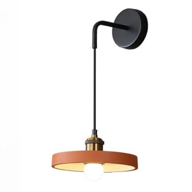 Imagem de Arandelas de parede simples ajustáveis penduradas luzes de parede de arame sombra de ferro lâmpadas de parede modernas luminária de vaidade para quarto sala de estar bar escada loft (laranja)
