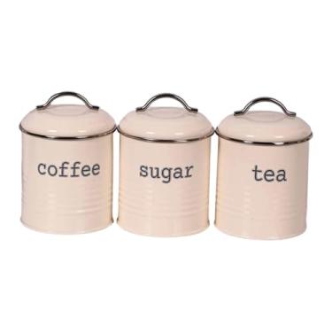 Imagem de Ｂｅｓｇａ Conjunto de 3 recipientes para armazenamento de alimentos, potes de ferro modernos com tampa, organizadores para cozinha, ideal para cafeterias, Style C