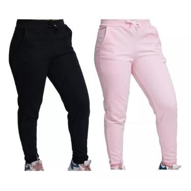 Imagem de Kit 2calça Moletom Feminina Flanelado Cós Médio Bolso Lateral - LGAMN,