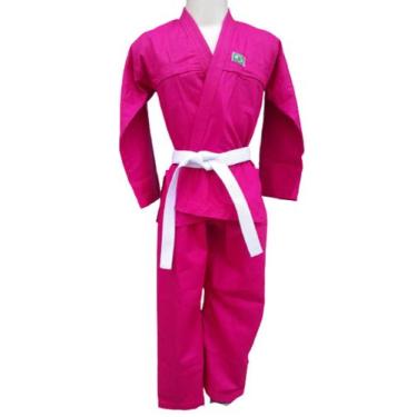 Imagem de kimono Infantil Judô reforçado em Brim + Faixa - Glulan Kimonos, Rosa,
