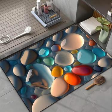 Imagem de Tapete Antiderrapante Absorvente de Microfibra | Secagem Rápida | Uso Multiambiente(5D Pedra C)