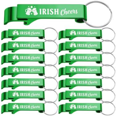 Imagem de Roshtia Chaveiro de abridores de garrafa Irish Cheers com 25 peças a granel St Patricks Abridores de cerveja lembrancinhas de festa Trevo Verde Ferramenta multifuncional para presente sazonal de