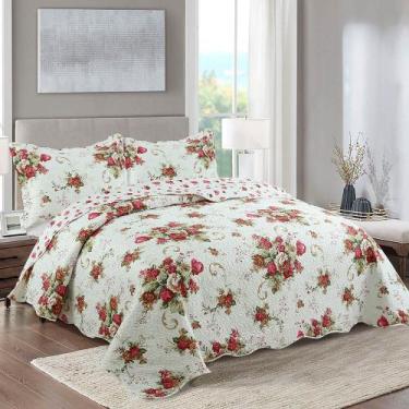 Imagem de Kit Cobre Leito Colcha Casal Boutik Dupla Face - Sofia - Casa Show Enx