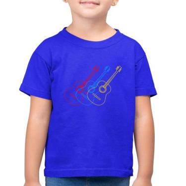 Imagem de Camiseta Algodão Infantil Violão Cores - Foca na Moda, Azul royal, 14