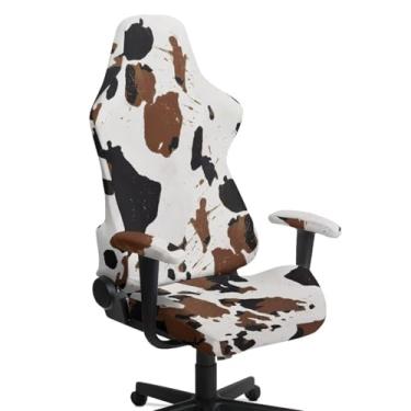 Imagem de Cugasmaru Capa de cadeira de jogos com estampa de animal extensível com 2 capas de apoio de braço, capas de cadeira de mesa de jogador à prova de arranhões para assento de escritório de computador