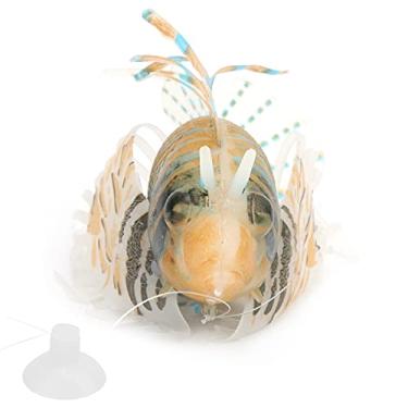 Imagem de CUOFYUNL Peixe brilhante artificial de silicone realista com ventosa para decoração de tanque de aquário (Preto Laranja)