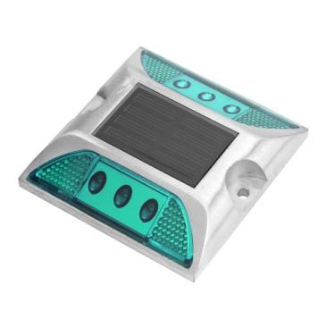 Imagem de Naroote Energia Solar LED Luz de Marcador de à Prova D'água Lâmpada de Pico de Entrada para Segurança Rodoviária Amarela, 4,1 X 4,1 pol. (Verde)