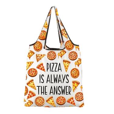 Imagem de JXGZSO Saco de compras dobrável para cozinhar pizza, pizza é sempre a resposta, saco de pizzaria, presente para amantes de comida italiana, presente de chef