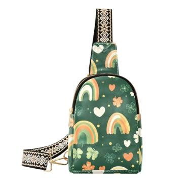 Imagem de CEBUGI Bolsa tiracolo feminina com estampa de dia de São Patrício pequena bolsa tiracolo de couro para trilhas, viagens ao ar livre