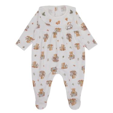 Imagem de Macacão Longo Infantil Menina Off White Gola Babado Mini & Co-Feminino