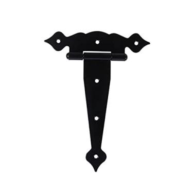 Imagem de Fabricação de ferragens DIY 3 peças 5/6/8 polegadas tipo T à prova de ferrugem porta dobradiça galpão de luz de ferro com dobradiça dobradiça dobradiça de porta (cor: preto, tamanho: 20X15X3CM)