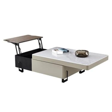 Imagem de Mesa central de ardósia mesa de centro mármore sala de estar pequena mesa de chá retrátil simples mesa de quarto