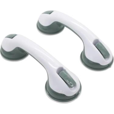 Imagem de Kit 2 Barras de Apoio Portátil para Banheiro com Ventosa | Alça de Segurança para Idosos e Deficientes sem Furos | Barra de Segurança para Box e Banheira PVC de Alta Resistência Antiderrapante
