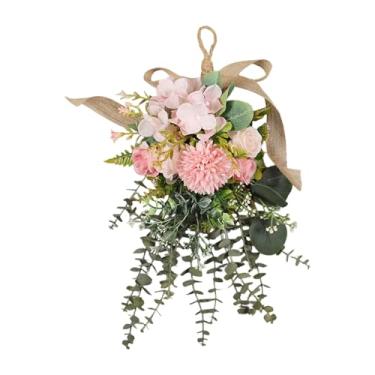 Imagem de IEUDNS Guirlanda de flores artificiais em formato de lágrima, ideal para decoração de casamentos, aniversários, inaugurações de casa e festas em, Rosa