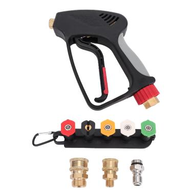 Imagem de Marhynchus Pistola Curta para Lavadora de Pressão, Pistola Pulverizadora para Lavadora de Alta Potência de 5000 PSI Com 5 Bicos, Conector Rápido Giratório de 3/8 pol. e Adaptador M22 de 14