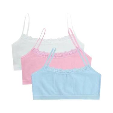 Imagem de Sutiãs De Treinamento De Renda Para Crianças 3 Peças Verão Cor Sólida 
